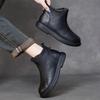 Johnature Genuine Leather Soft Soled Short Boots For Women Versatile Round Toe Warm Cotton Boots