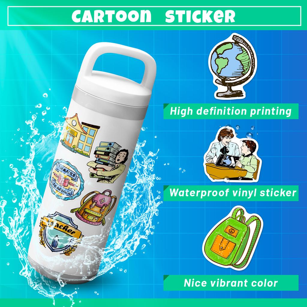 100 PCS Teacher's Day Stickers - School Theme Decals for Notebooks, Luggage, Gifts
