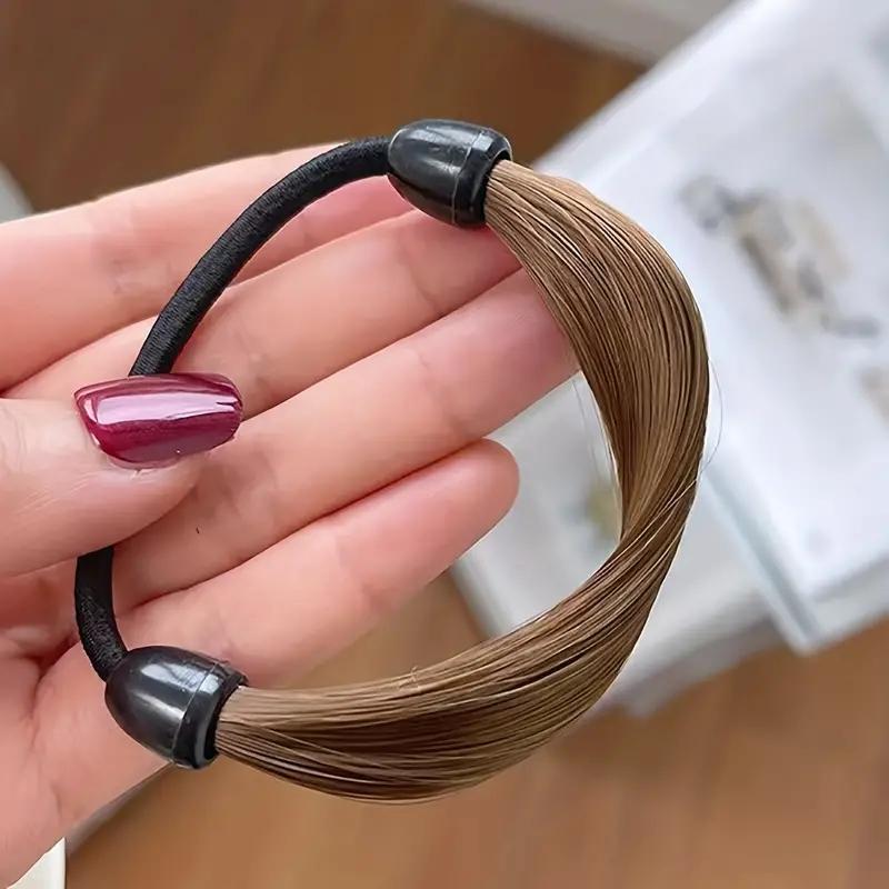 1/5pcs Wig Decor Hair Ropes Elastic Hair Ring Simulate Synthetic Hidden Rubber Head Ties Ponytail Holder Accessories for Women