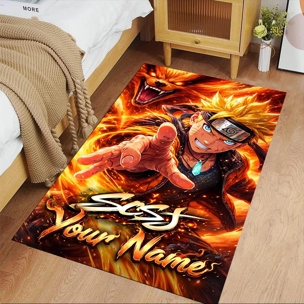 Naruto Character Personalized Text Area Rug Suitable for Outdoor Study room Living Rooms Foyer Anti-slip Rug Anime Office Decor Best for Christmas