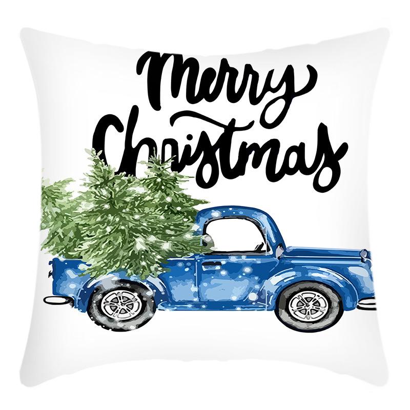 

New Christmas Pillow Cover Santa Claus Print Elk House Ornament Festive Pillow Cover Premium Durable Quality Useful 45 * 45Cm pillowcase