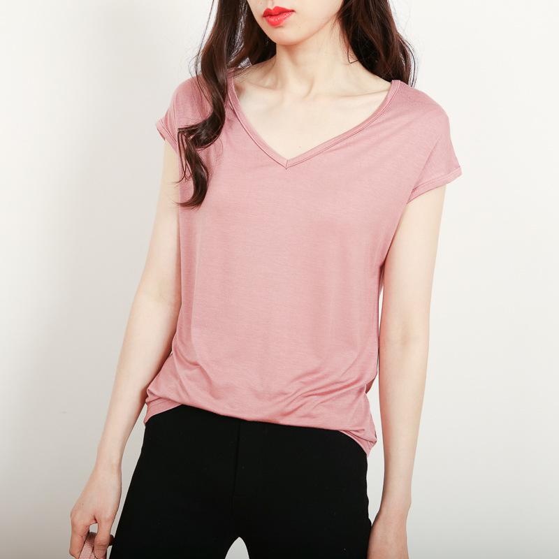 Sleeveless V-Neck Slim-Fit Modal T-Shirt for Women - Summer 2024 Korean Style