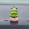 Car Ornaments Cute Rotating Frog Resin Dashboard Figurine Stress Relief Decoration with Strong Sticky Base Funny Accessory for Car Auto Motorcycle