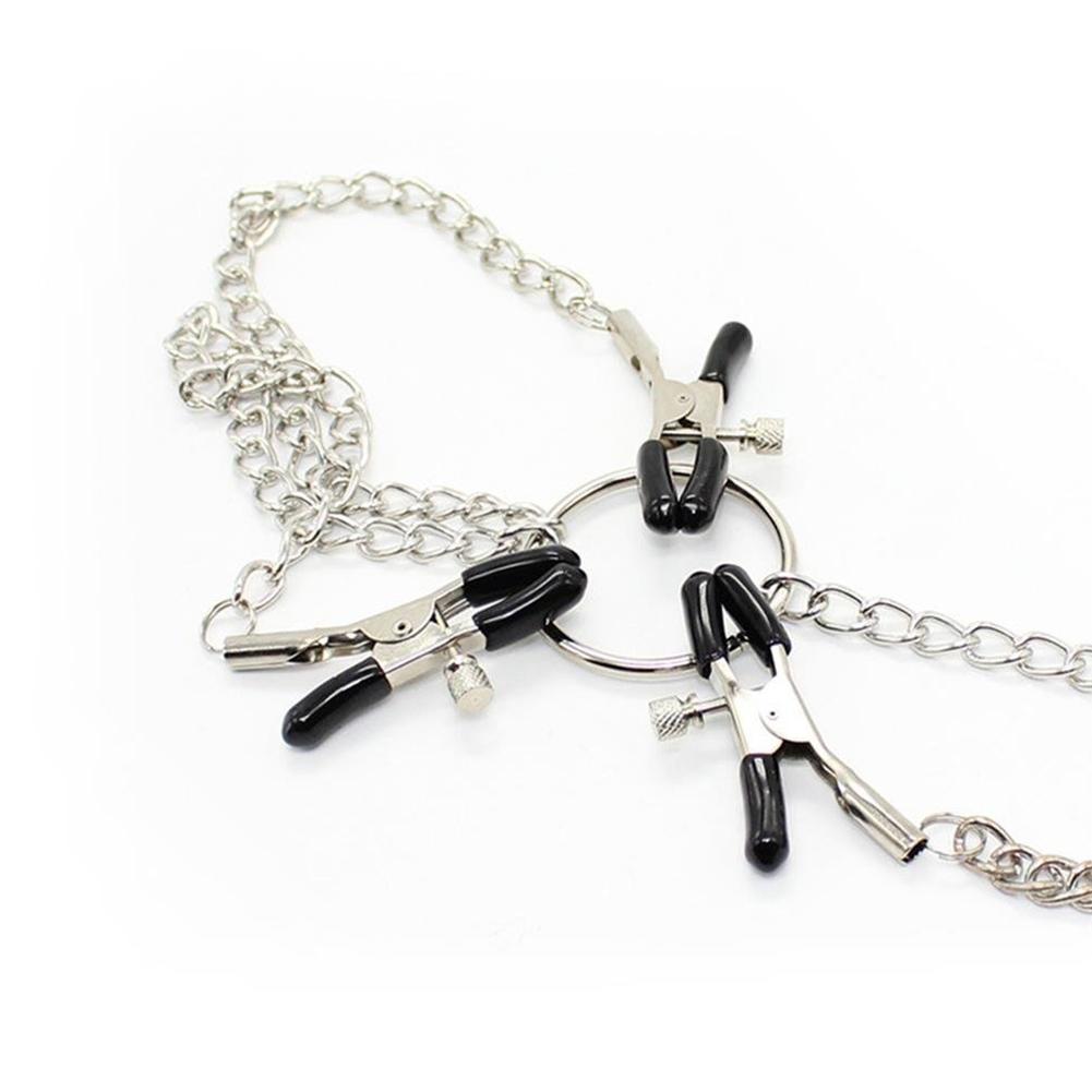 Adjustable Nipple Clamps Metal Necklace Pendant Clitoris Clip Erotic SM Sex Toy for Men and Women