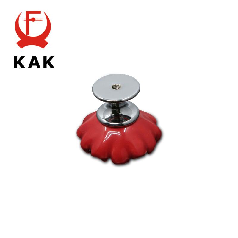 KAK Chrysanthemum Ceramic Handles Drawer Knobs Cupboard Door Handles for Kids Room Cabinet Handles with screws Furniture Handles