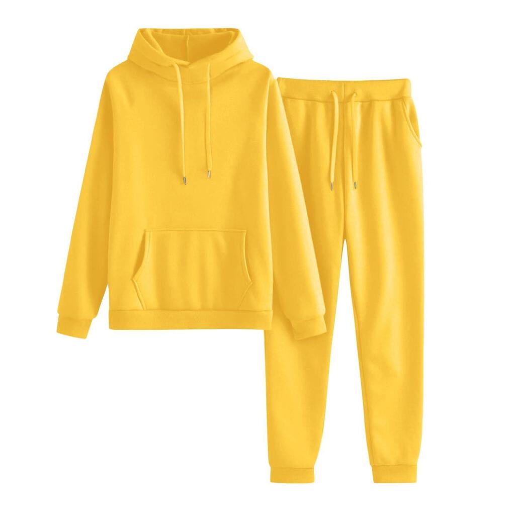 Kapuzenpullover mit hohem Kragen und Plüschfutter & Lässige Hose Set - Herbst/Winter Mode