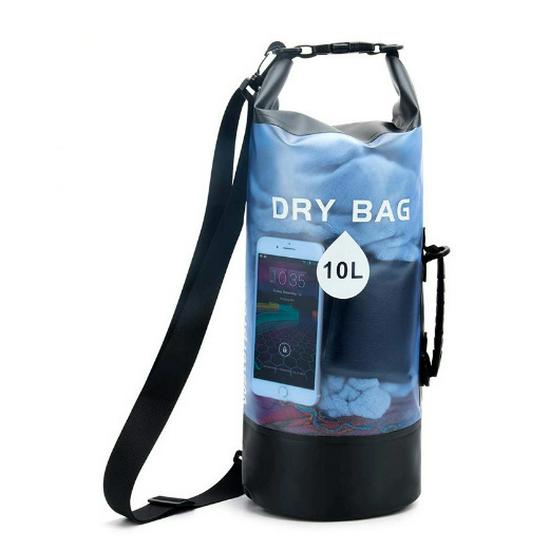 PVC Waterproof Backpack with Net Pocket - Single/Double Shoulder Options for Rafting 10L