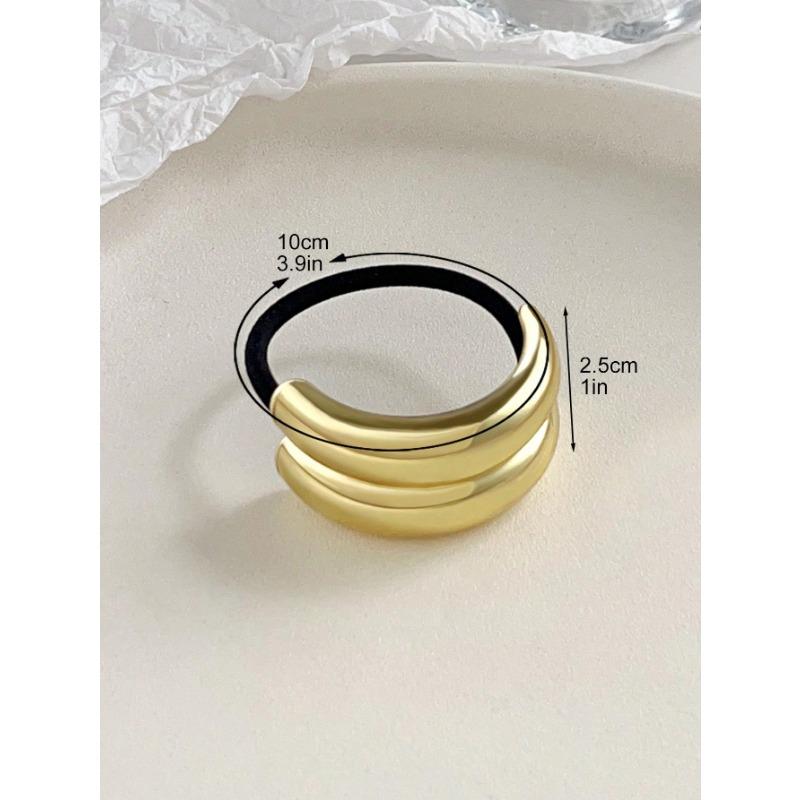 1Pcs Gold Metal Geometric Elastic Hair Ties,Ponytail Hair Cuff Wrap for Thick Thin Hair Elastic for Women Girls Hair Accessories