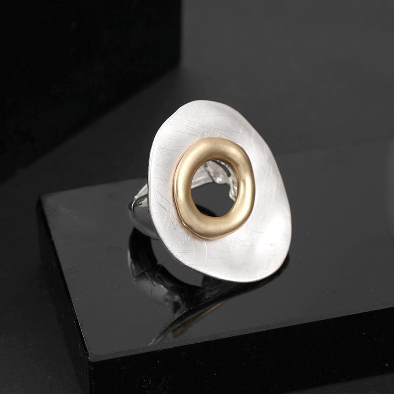 Kaseakia Round Chunky Metal Adjustable Rings for Women with Elastic Rope