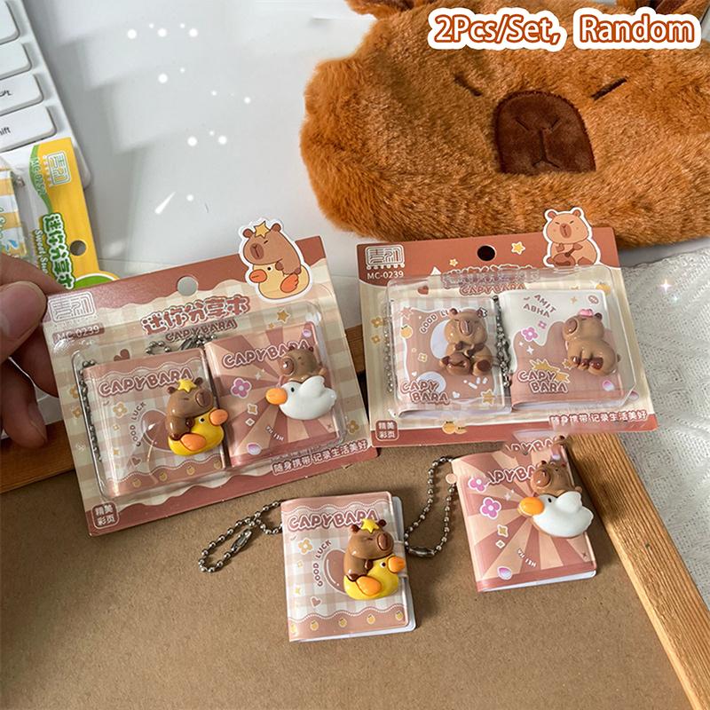 

2 шт./набор Милая капибара Мини портативный блокнот Маленький блокнот Кавайная канцелярия Офисные аксессуары Школьные принадлежности Снова в школу as the picture