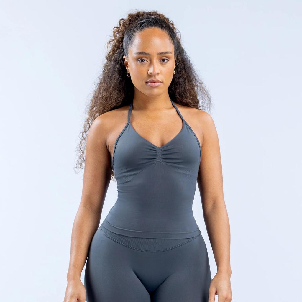 DFYNE Yoga Wear: V-Neck Tank Top & Seamless Long Pants Set