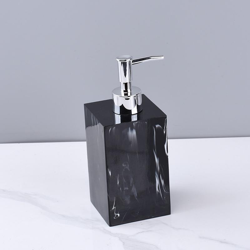 Marble Pattern Resin Dispenser Bottle Press Type Empty Refill Vial Liquid Soap Shampoo Lotion Container For Household Storage