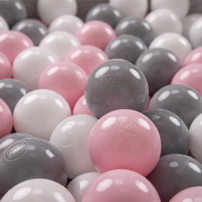 Soft Plastic Play Balls for Children 500 Balls/6cm-2.36in Colourful Certified Made In Eu, White/grey/light Pink