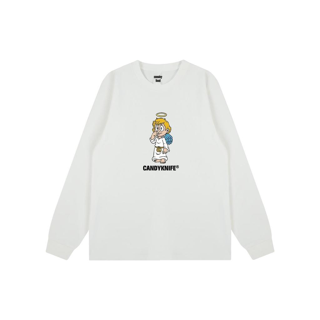 2024 Trendy Korean Cartoon Print Unisex Cuffed Long Sleeve T-shirt for Autumn/Winter