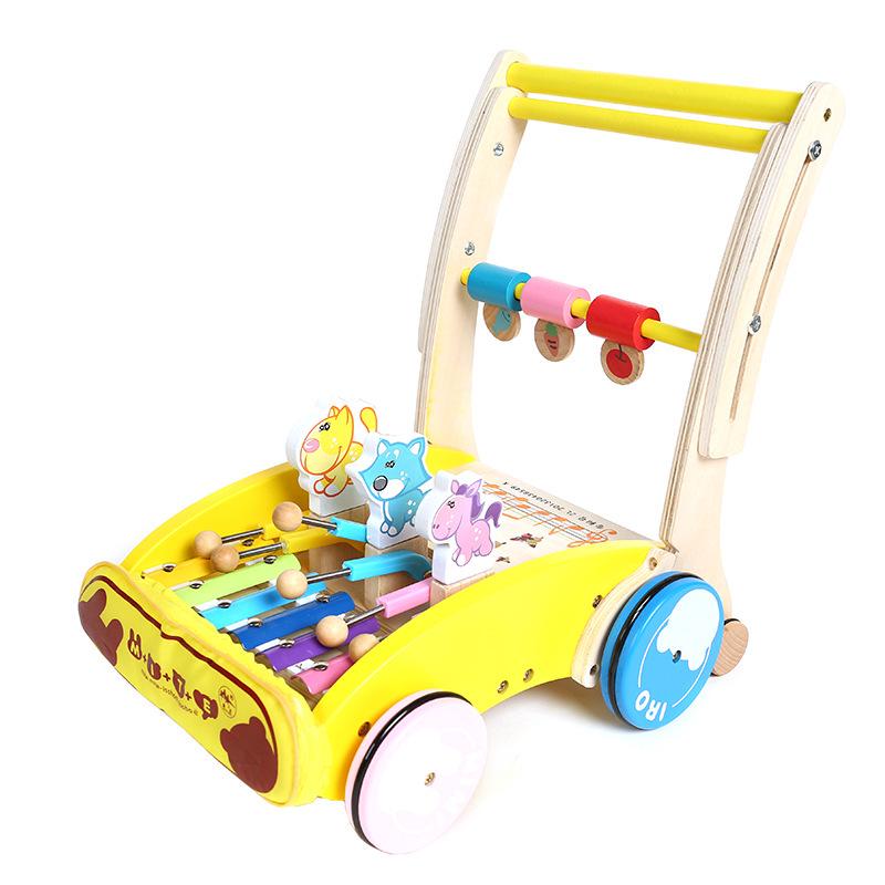 Wooden Multifunctional Toddler Push Walker & Educational Toy