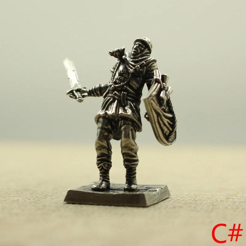 Mediaeval Knight Soldier Miniature Figurine Pure Copper Desktop Decoration Craft Gift for Collectors