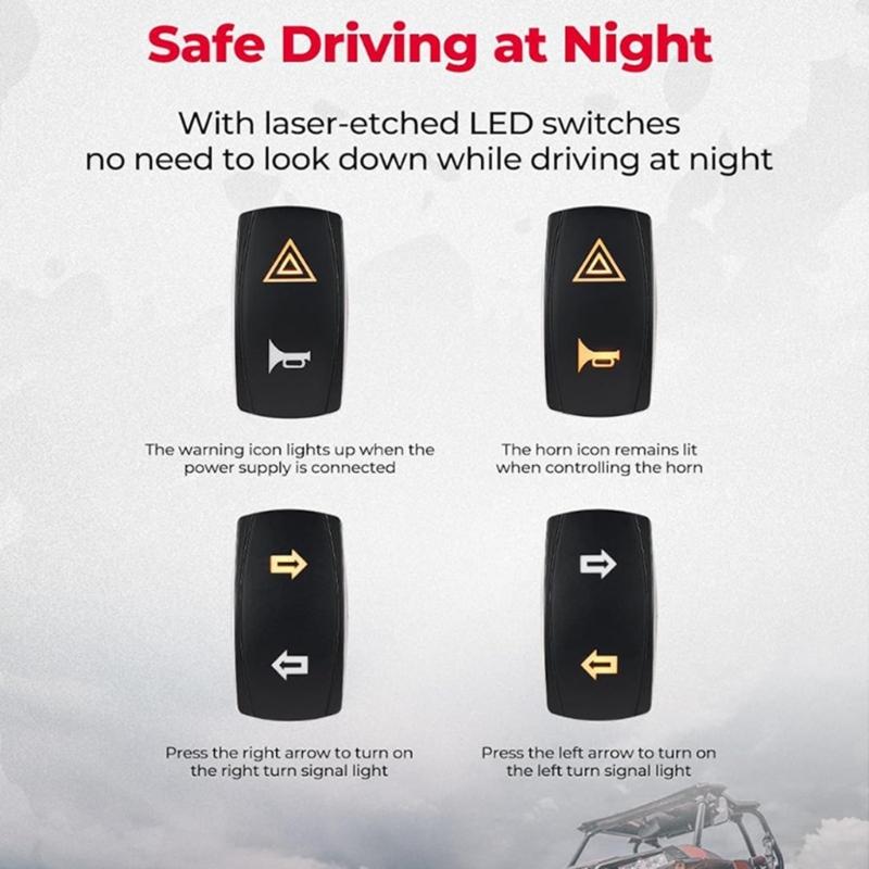 ATVs Turn Signal Kit Featuring High Brightness Lights With Intuitive Rockers Switch Suitable or Improved Driving Safety