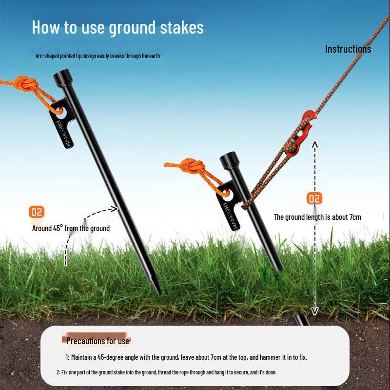 Outdoor Tent & Canopy Pegs with Wind Ropes Set