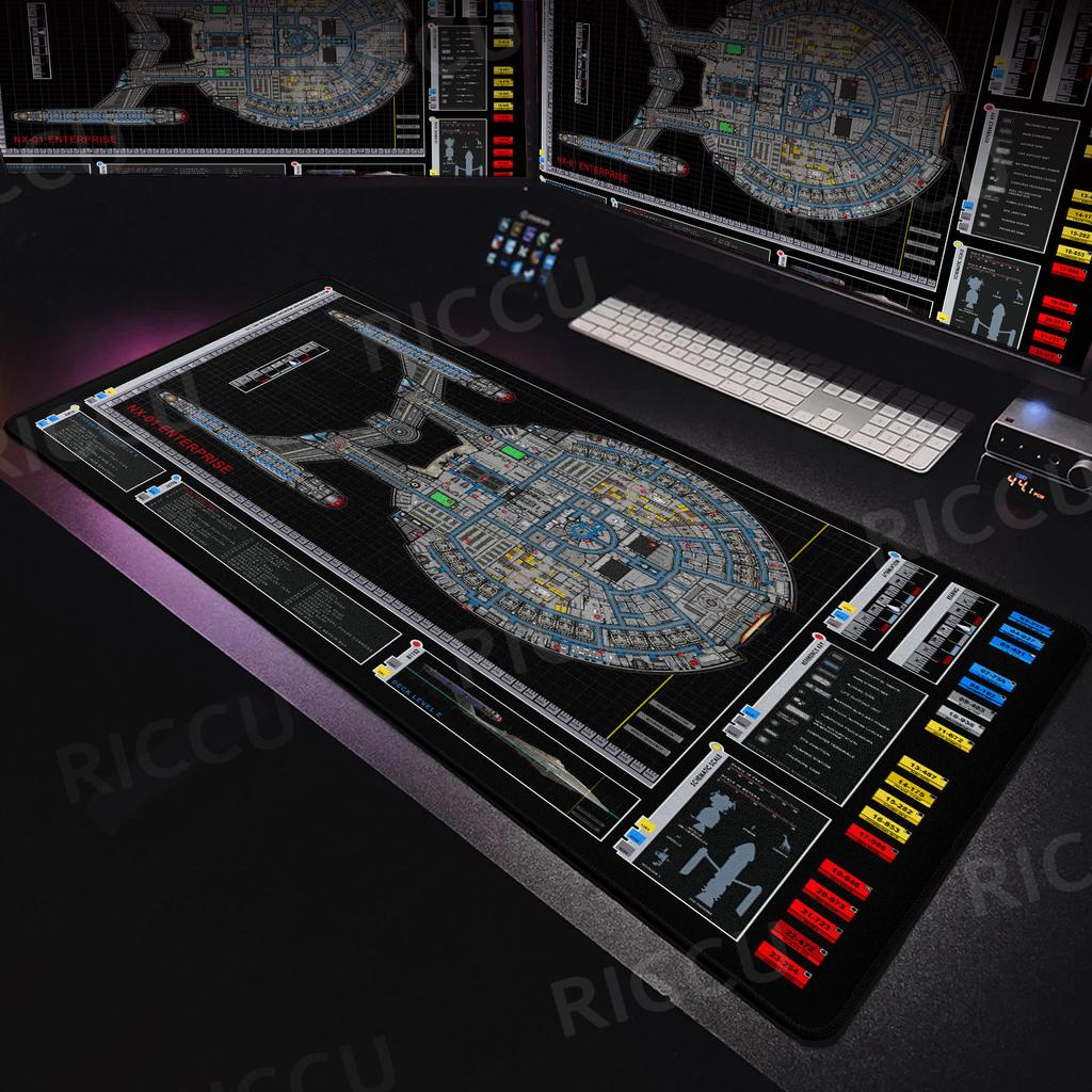 Large Game Mouse Pad Star Trek Office Accessories Keyboard Non-slip Extended Starship Blueprint Gamer Computer Cabinet Desk Pads