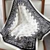 Foulard in raso di seta con stampa a catena da 70 cm per donna, fazzoletto stampato, bandana quadrata da testa per donna, scaldacollo piccolo, Hijab, signora, ragazza