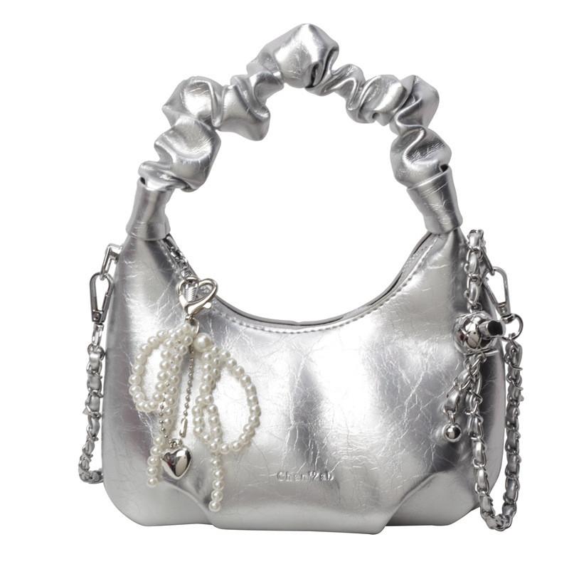 Korean Edition Cloud Shape Pu Tote Bag With Chain And Bow For Summer Fashion