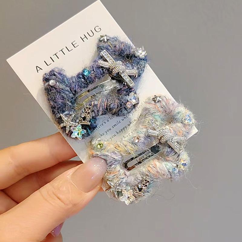 Korean-Style Rhinestone Bow Hair Clip for Dogs: Sparkling Yarn Bobby Pin & Snap Clip Hair Accessory