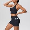 Solid Color Cross-Border Yoga Suit Set: Brushed Hanging Neck Vest with Pocket Pants and Fitness Shorts for Women