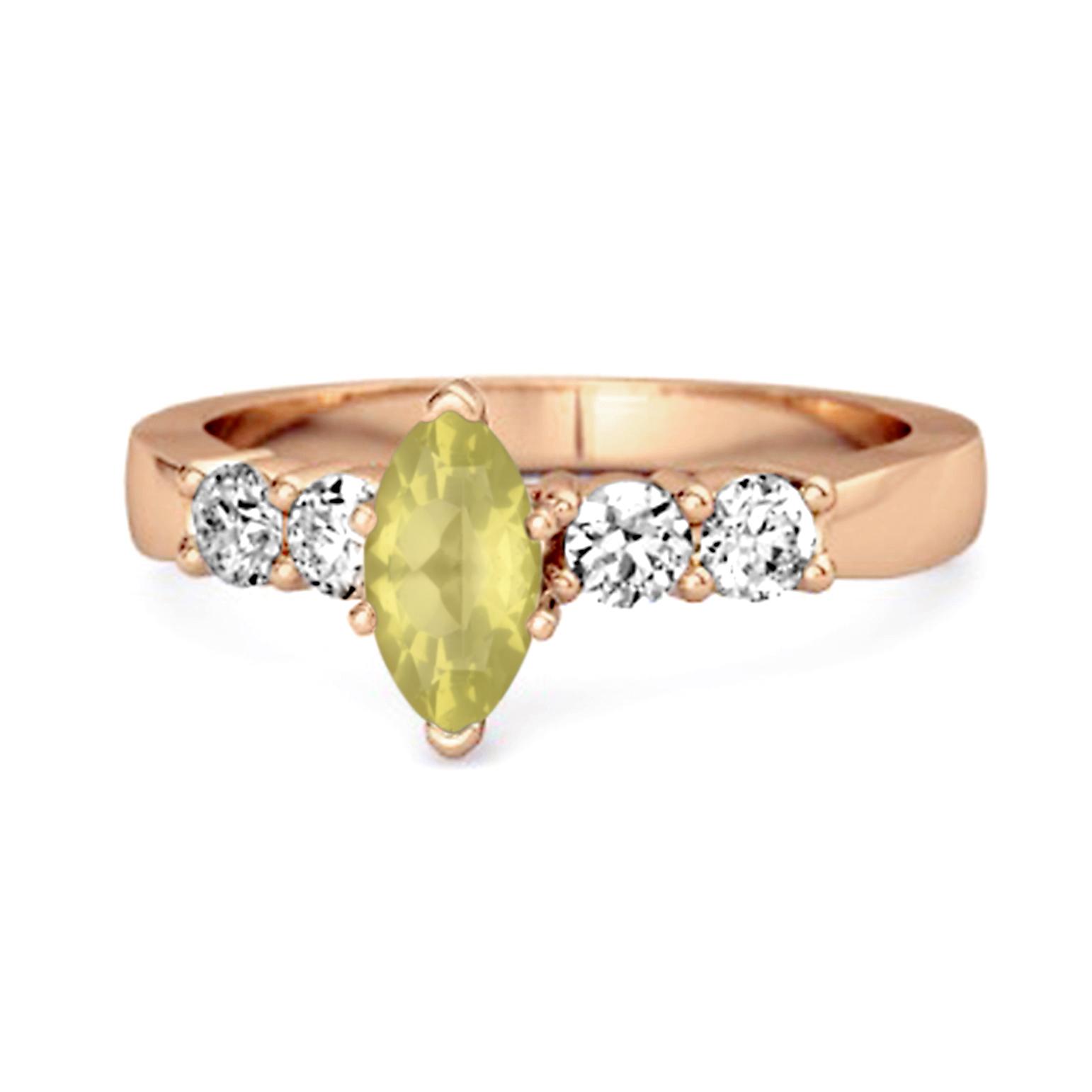 Lemon Quartz Tapered Five-Stone Ring -925 Sterling Silver Rose Gold Vermeil 9.5 розового золота