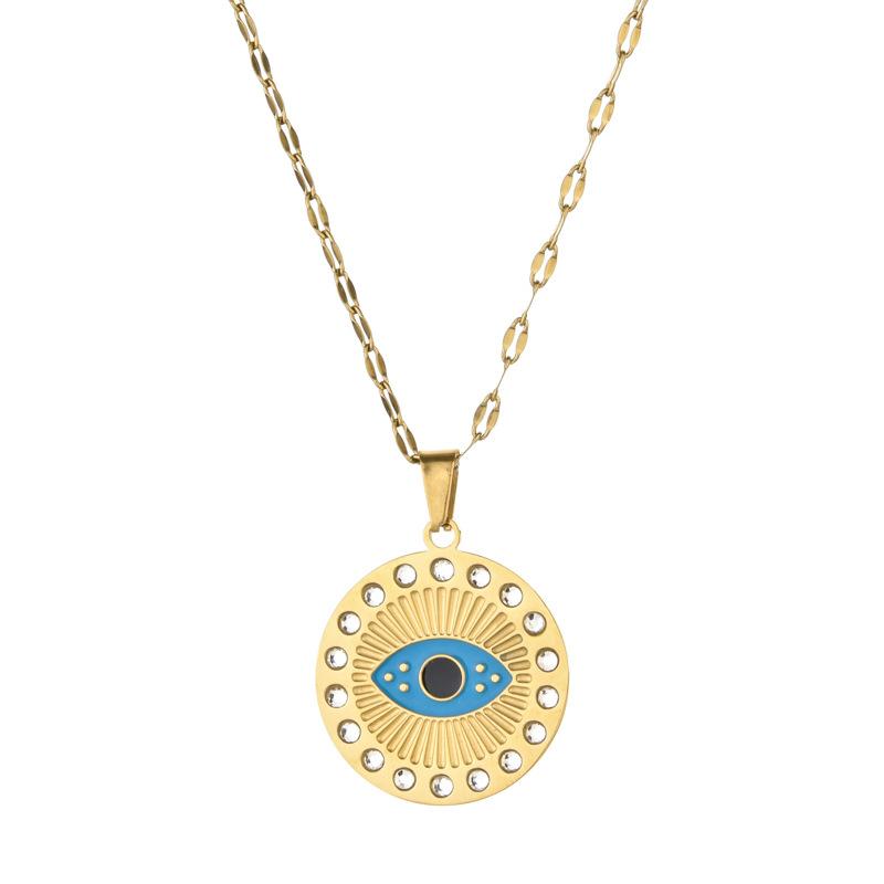 Women Stainless Steel Devil Eye Pendant Clavicle Necklace Light Luxury Versatile Fashion Jewelry