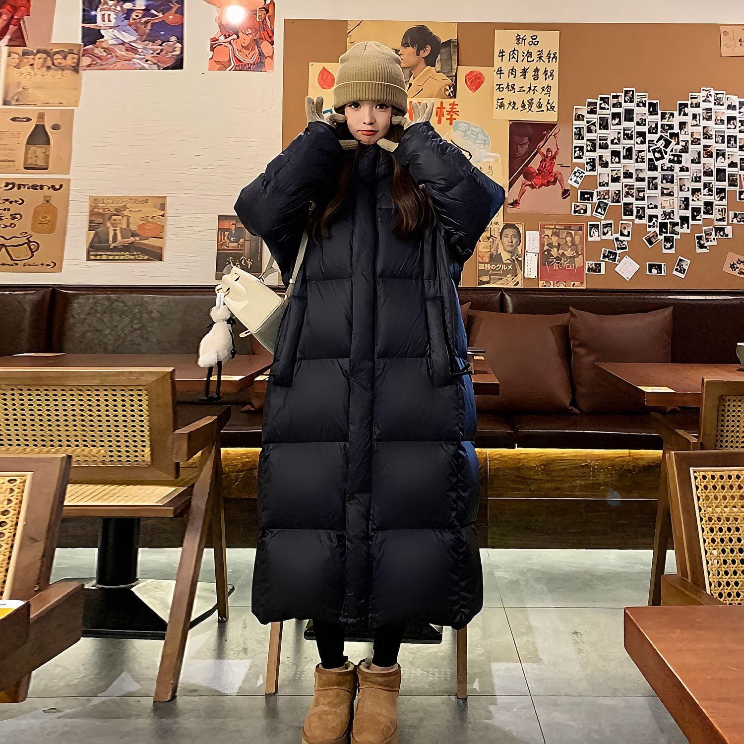 Пуховик женский зимний новый корейский стиль длиной до колена теплый утолщенный свободный — фото 3