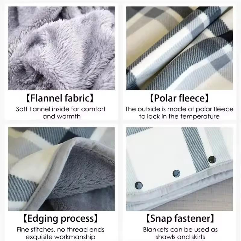 Flannel Snap Blanket Office Wearable Home Decor Outdoor Travel Supplies Multi-function Plaid Multi-style Shawl Lazy Leisure