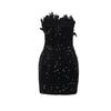 European & American Strapless Feather Sequin Bodycon Dress