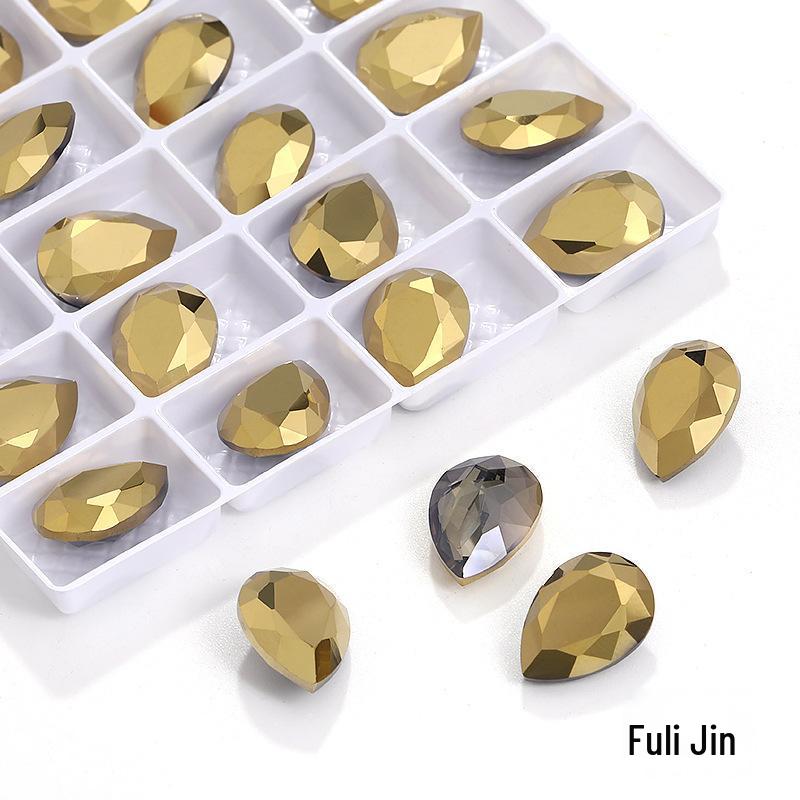 High-Grade K9 Teardrop Rhinestone DIY Jewelry Accessory - Silver-Plated Base with Irregular Crystal Glass Drill, Pointed Bottom