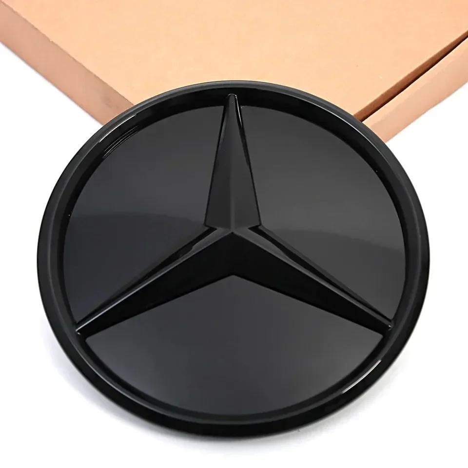 HUBJK1 Front Grille Star Logo Badge Emblems Silver 3D Mirror Emblem For Mercedes Benz A B C E S R SL ML GL GLA GLK