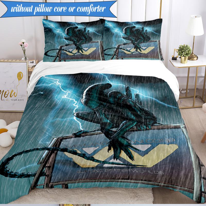 Alien Horror Artwork 3pcs K-pop Music Group Bedding set,Ideal for Bedroom, Dormitory,Including Duvet Cover And 2pcs Pillowcases,Fan Gifts