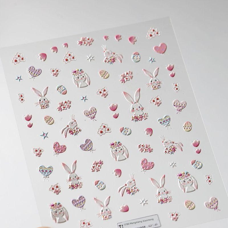 

Qiji Cute Cute Rabbit Pink Heart Three-Dimensional Relief Nail Stickers Waterproof Nail Sticker Decorations 3780 TS-3780 (stereo)