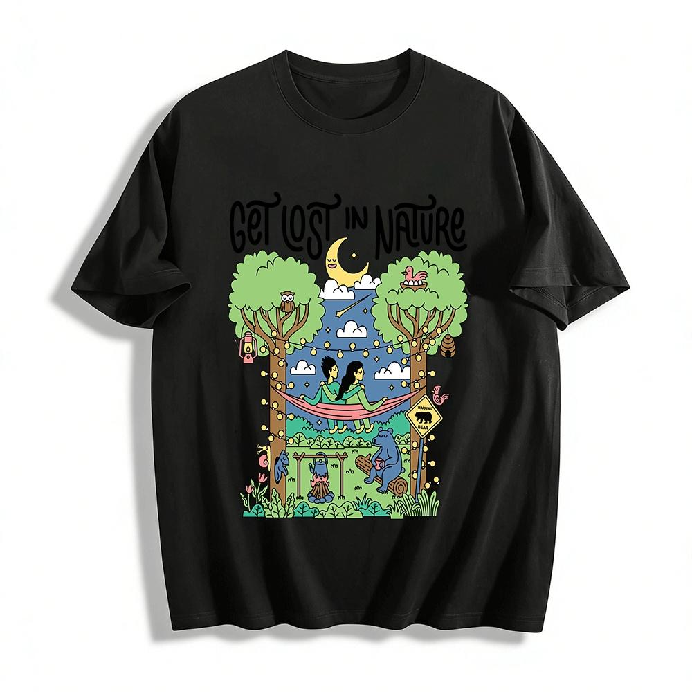 

Get Lost In Nature Camping Graphic Unisex Casual T-Shirt Pure cotton T-shirt XXS
