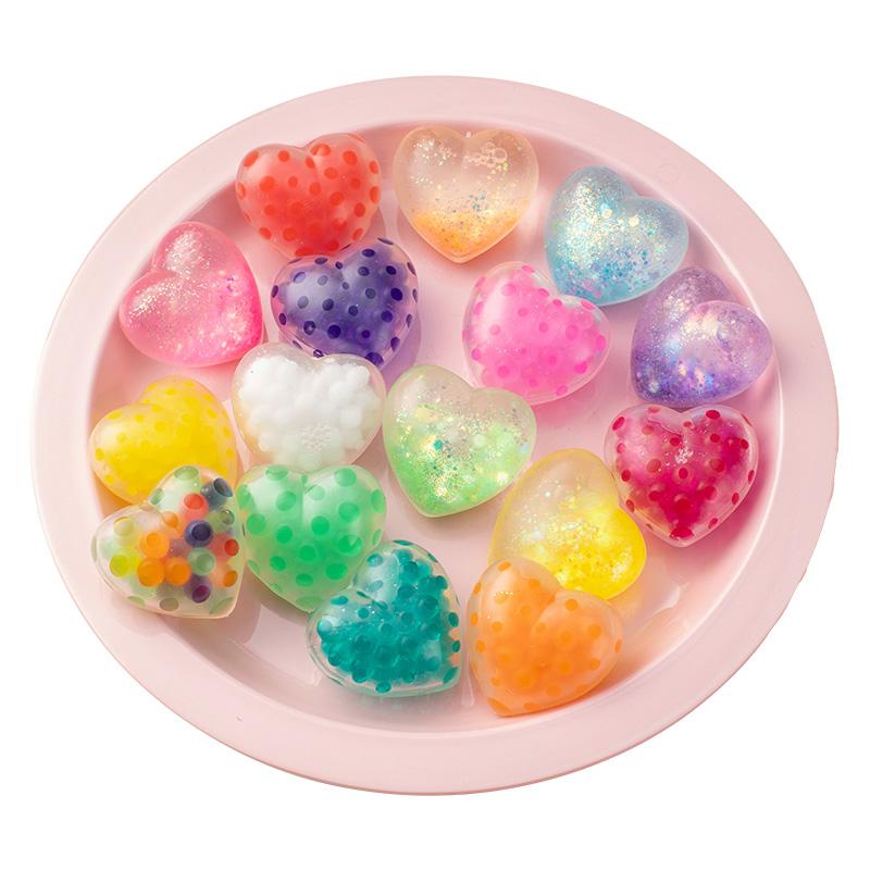 Heart Water Beads Squishy Love Shape Mochi Squishy Squeeze Pinch Stress Relief Toys Stress Ball Valentine's Day Lover Gift Bag