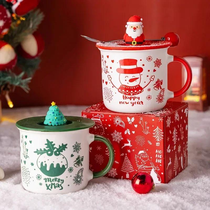 Christmas Series Mug Cute Cartoon Ceramic Coffee Cup Christmas Holiday Gift