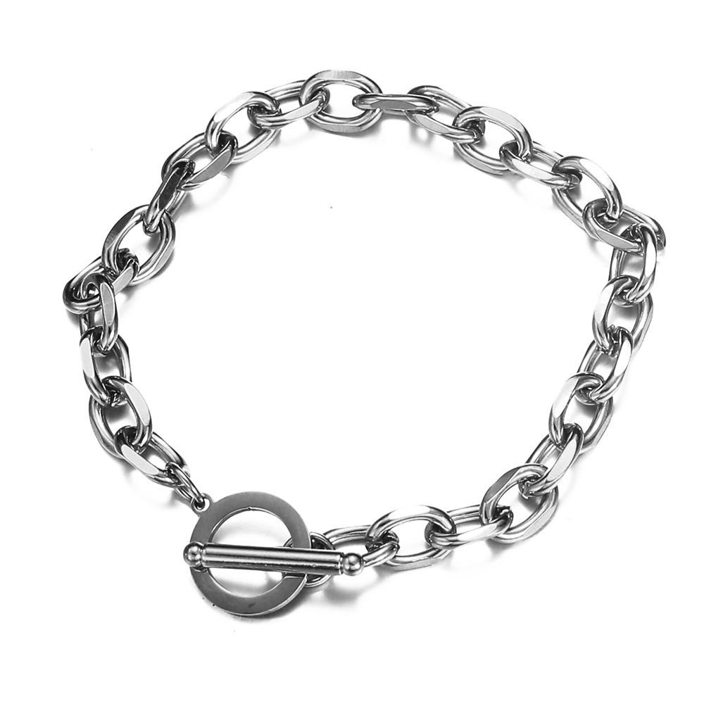 

Модный браслет-шарм из нержавеющей стали с OT-застежкой 21 cm серебряный