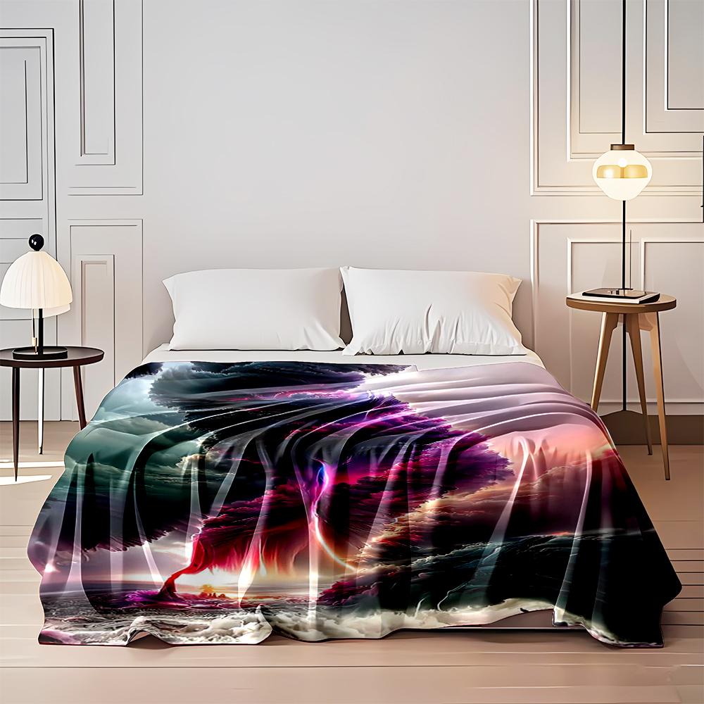 "Colorful Surreal Cloud Spiral Design Blanket. Flannel Blanket for Bedroom, Living Room, Sofa, and Nap Sofas."