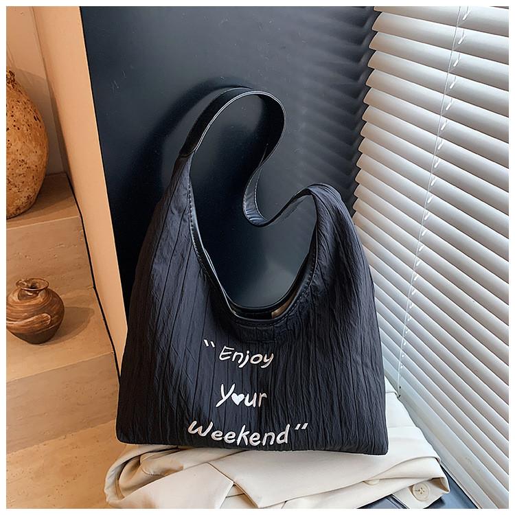 IELGY Canvas Tote Bag Korean Lazy Style Large Capacity One Shoulder