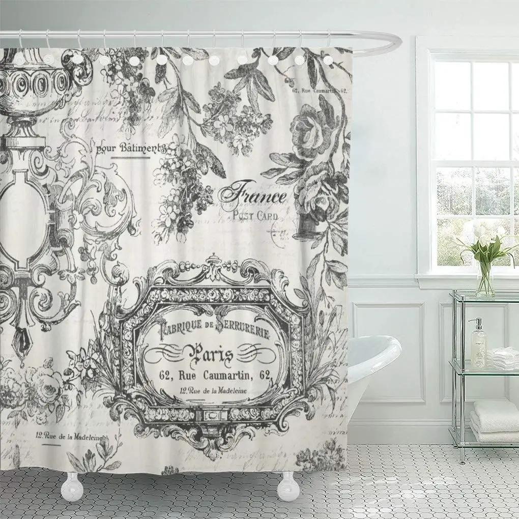 Victorian Shower Curtain Ladies Clothes History Dress Handbag Feather Gloves Floral Design Baroque Bathroom Curtains With Hooks