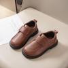 Chaussures en Cuir à Lacets Noir Mat pour Garçons – Antidérapantes, Respirantes, Velcro, Style Britannique, Tenue Décontractée Printemps & Automne