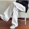 Men's Solid Color Loose Wide Leg Fleece Sweatpants Men's Casual Fashion Fleece Sweatpants