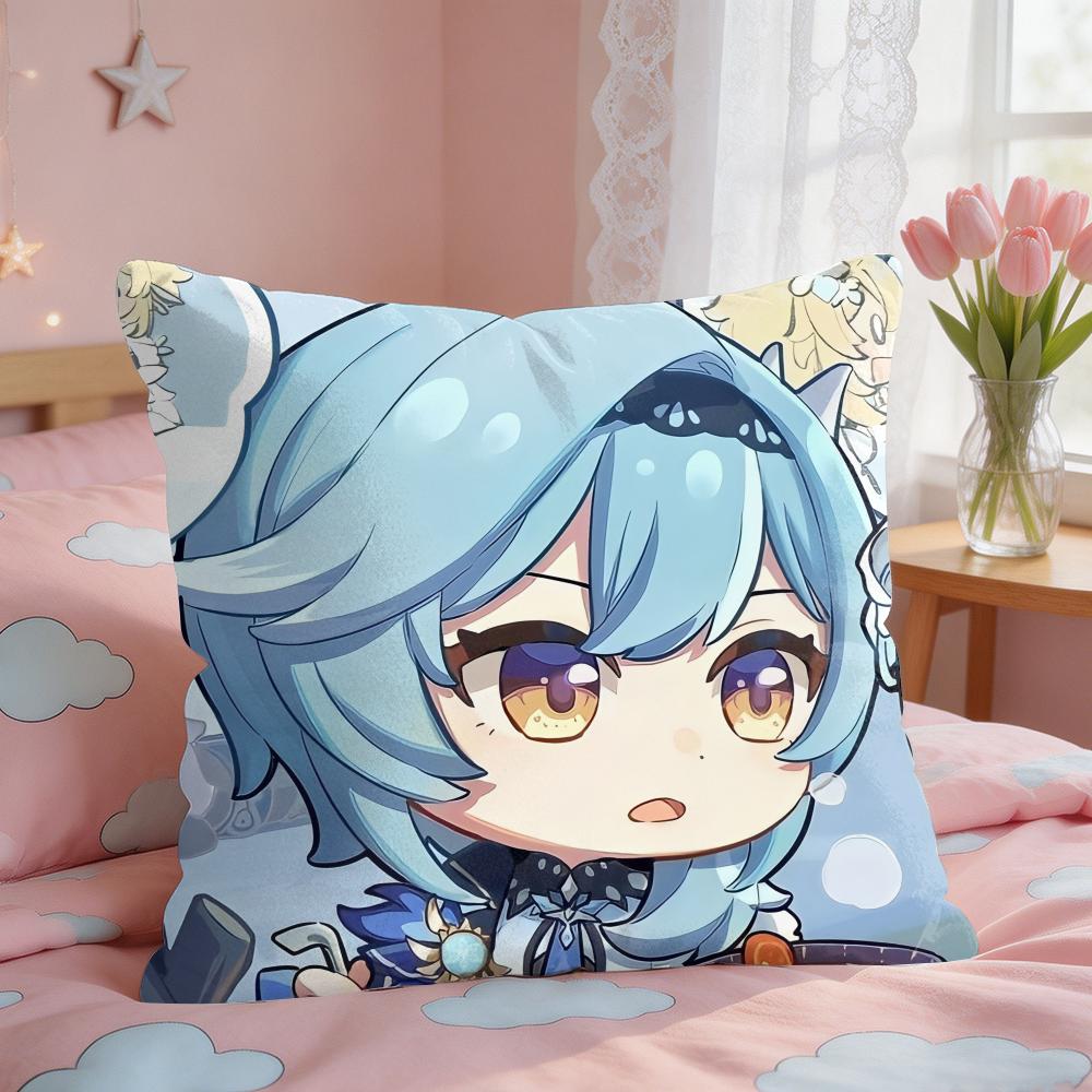 Eula Cute Cute Genshin Impact Cushion Cover Square Short Plush Pillow Case Living Room Sofa Home Decor Funda X