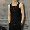 Men Summer Vest Sleeveless Pure Color O Neck Slim Fit Elastic Pullover Soft Breathable Gym Exercise Sports Tank Top