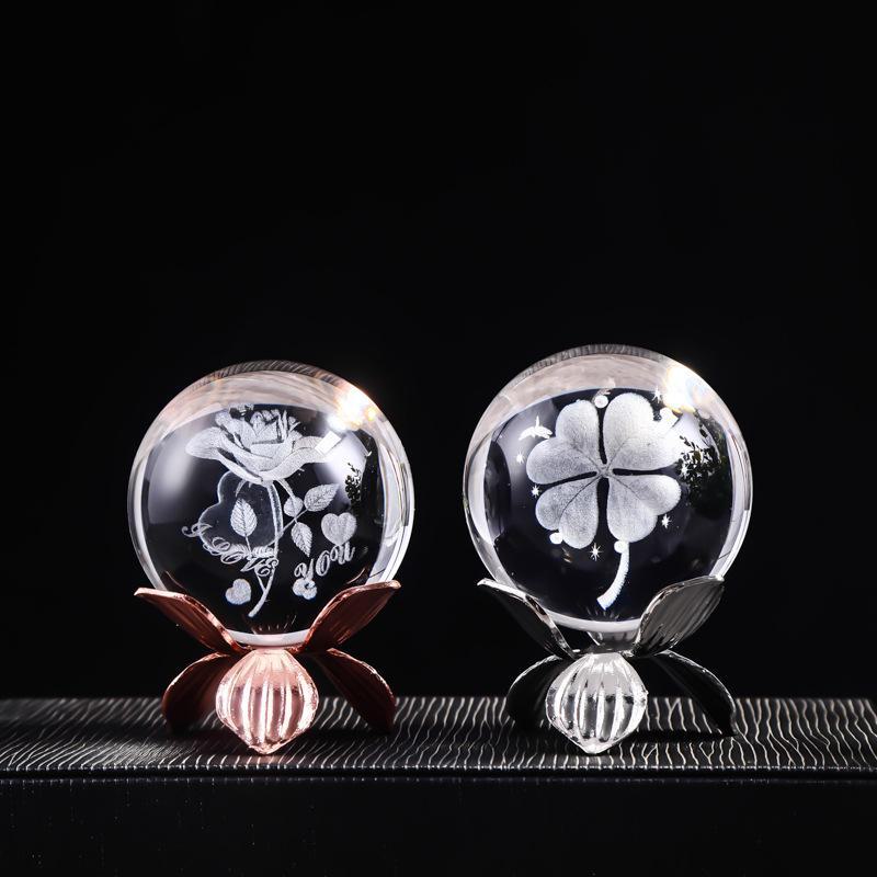 "40 Crystal Ball Ornaments: Rainy Day Clouds, Sun, Galaxy Design - Laser Engraved Cube for Home Decor and Gifts"