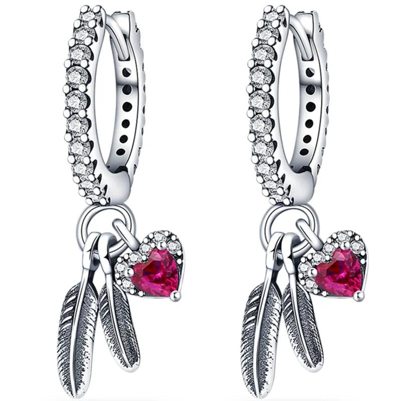 Sales100 % S925 Sterling Silber Sterne Mond Herzförmige Frauen Ohrringe Fit Original Ohrringe Hochzeit Edlen Schmuck Geschenke