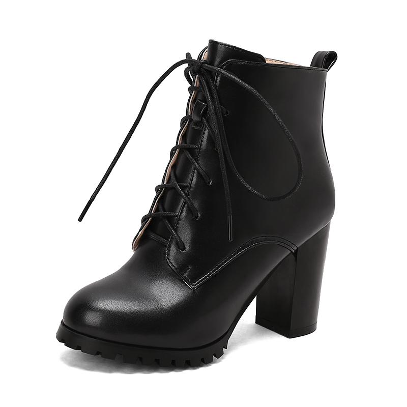 Women's high-heeled short boots autumn and winter new simple and comfortable thick-heeled large-size short boots